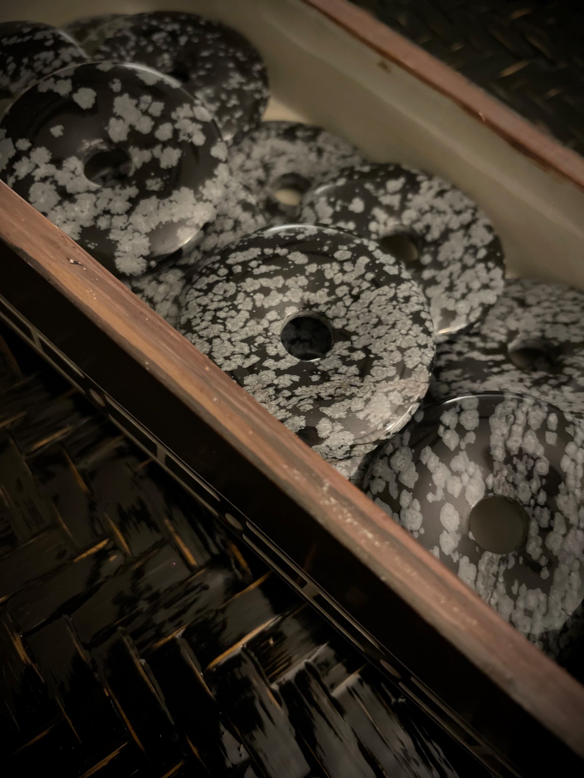 EE Scalar Charged Medallion Snowflake Obsidian