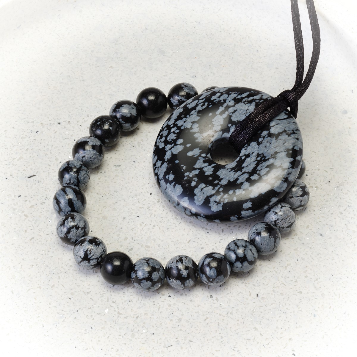 EE Scalar Charged Bracelet - Snowflake Obsidian - Image 4