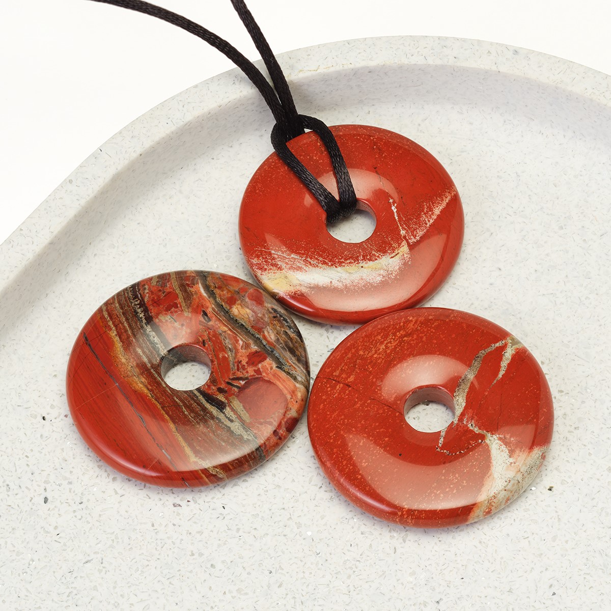 EE Scalar Charged Medallion White Lace Red Jasper